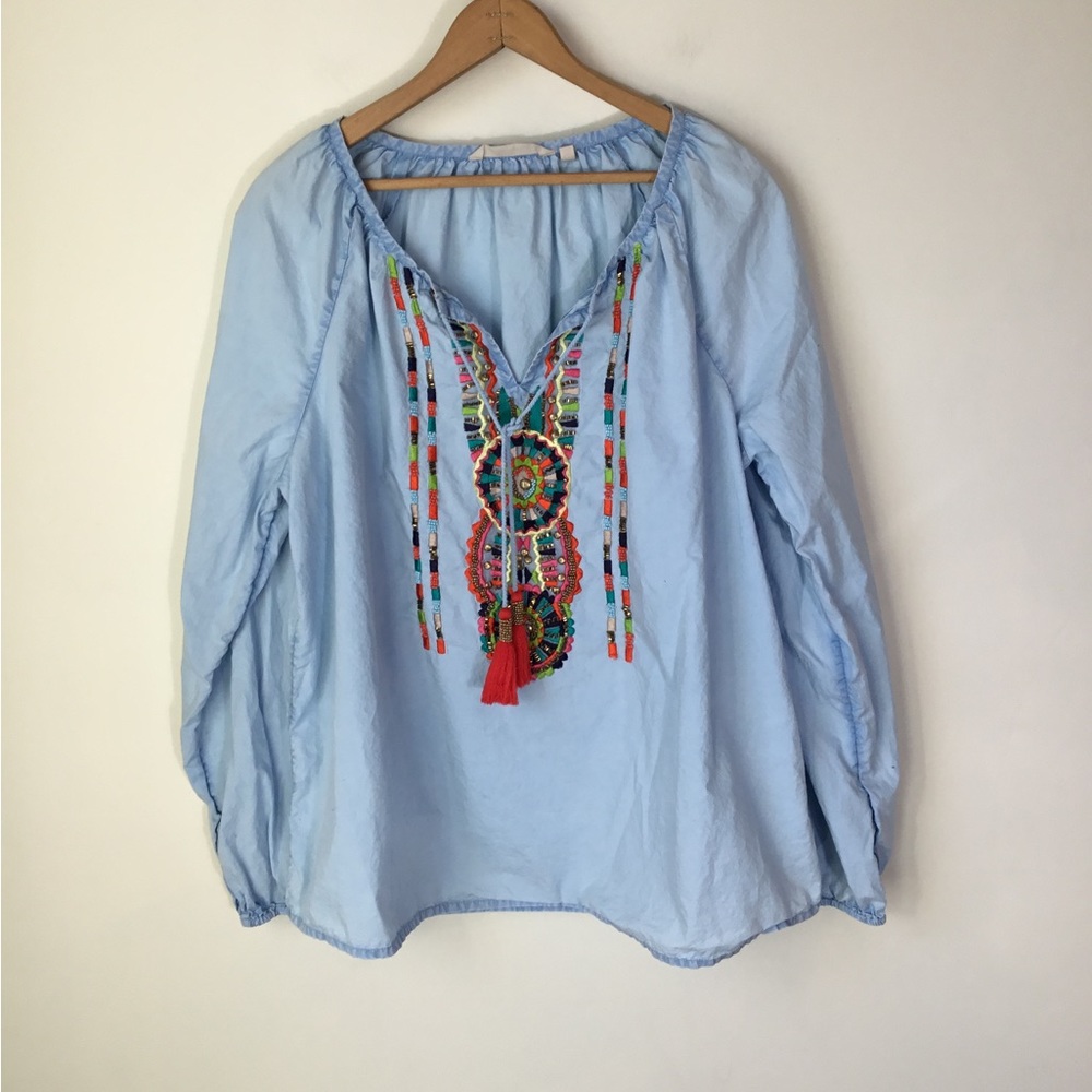 Soft Surroundings Embroidered/Beaded Shirt
